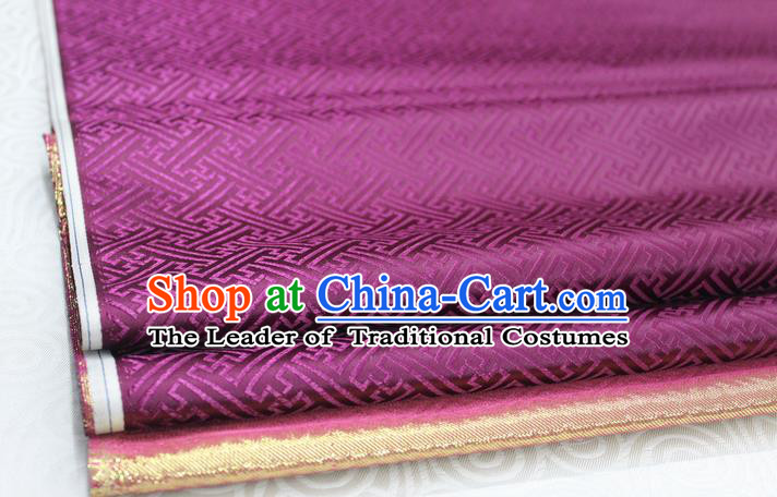 Chinese Traditional Royal Palace Pattern Mongolian Robe Purple Brocade Fabric, Chinese Ancient Costume Satin Hanfu Tang Suit Material