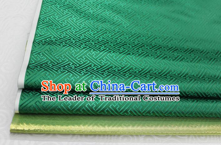 Chinese Traditional Royal Palace Pattern Mongolian Robe Deep Green Brocade Fabric, Chinese Ancient Costume Satin Hanfu Tang Suit Material