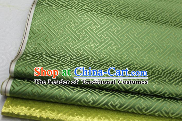 Chinese Traditional Royal Palace Pattern Mongolian Robe Green Brocade Fabric, Chinese Ancient Costume Satin Hanfu Tang Suit Material