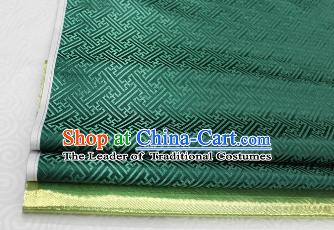 Chinese Traditional Royal Palace Pattern Mongolian Robe Atrovirens Brocade Fabric, Chinese Ancient Costume Satin Hanfu Tang Suit Material