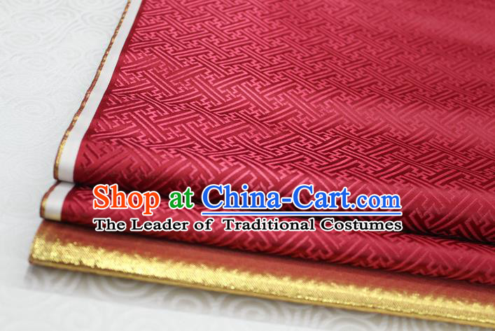 Chinese Traditional Royal Palace Pattern Mongolian Robe Purplish Red Brocade Fabric, Chinese Ancient Costume Satin Hanfu Tang Suit Material