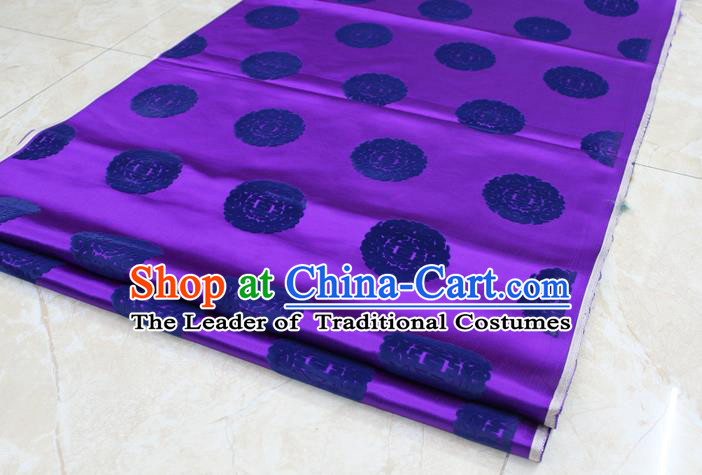 Chinese Traditional Royal Palace Longevity Pattern Purple Brocade Mongolian Robe Fabric, Chinese Ancient Costume Satin Hanfu Tang Suit Material