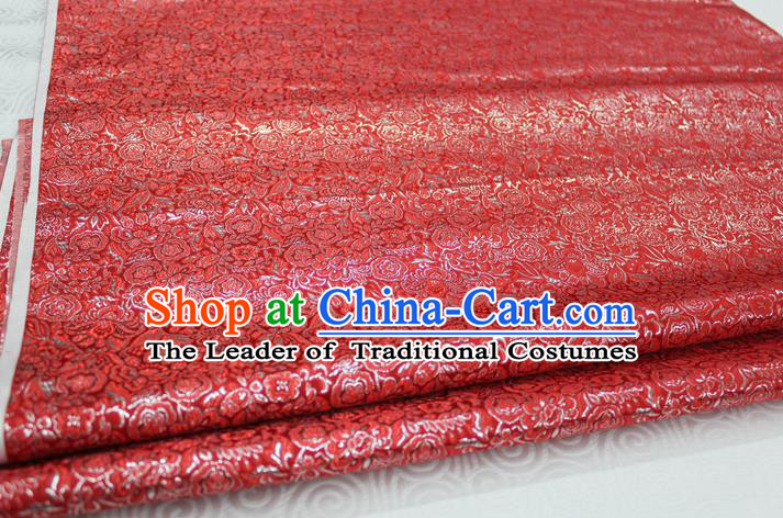 Chinese Traditional Royal Palace Pattern Cheongsam Red Brocade Fabric, Chinese Ancient Costume Satin Hanfu Material