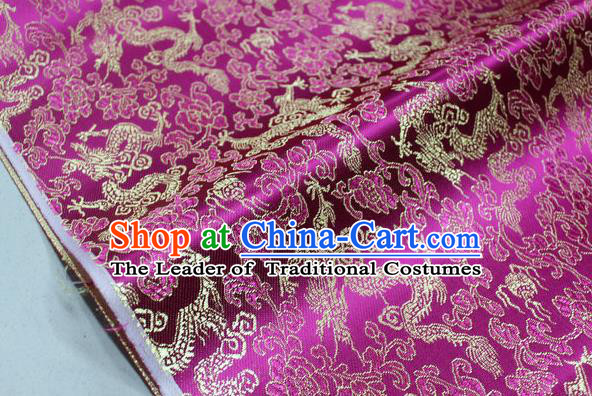 Chinese Traditional Ancient Costume Palace Dragons Pattern Mongolian Robe Rosy Brocade Tang Suit Fabric Hanfu Material