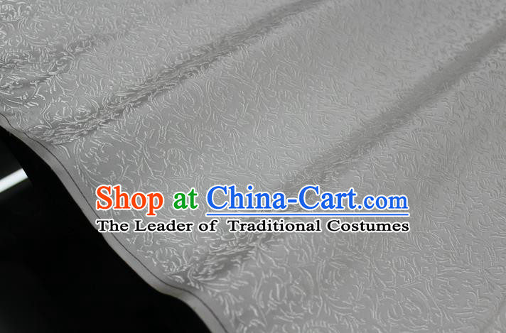 Chinese Traditional Palace Pattern Tang Suit Cheongsam White Brocade Fabric, Chinese Ancient Costume Hanfu Satin Material