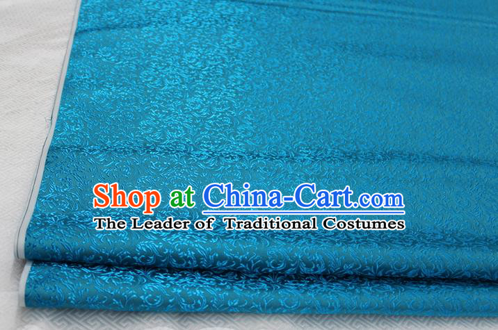 Chinese Traditional Palace Pattern Tang Suit Cheongsam Lake Blue Brocade Fabric, Chinese Ancient Costume Hanfu Satin Material