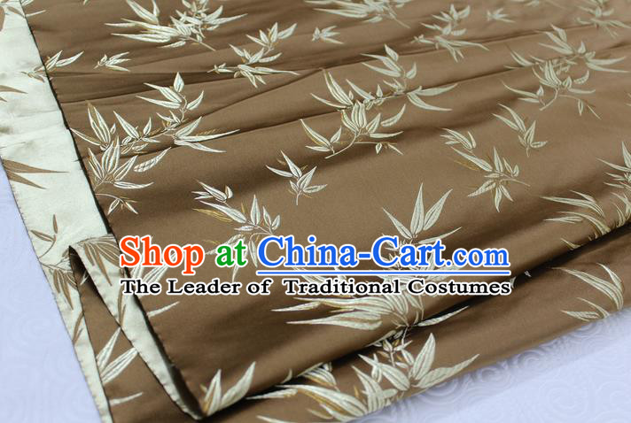 Chinese Traditional Palace Bamboo Pattern Tang Suit Cheongsam Bronze Brocade Fabric, Chinese Ancient Costume Hanfu Material