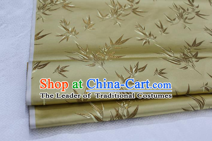 Chinese Traditional Palace Bamboo Pattern Tang Suit Cheongsam Light Golden Brocade Fabric, Chinese Ancient Costume Hanfu Material