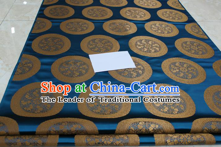 Chinese Traditional Ancient Costume Palace Pattern Mongolian Robe Peacock Blue Brocade Tang Suit Fabric Hanfu Material