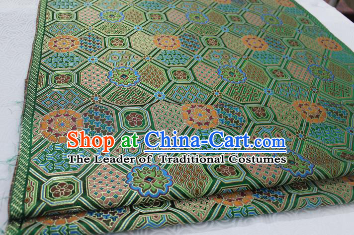 Chinese Traditional Ancient Costume Palace Pattern Mongolian Robe Green Brocade Tang Suit Fabric Hanfu Material