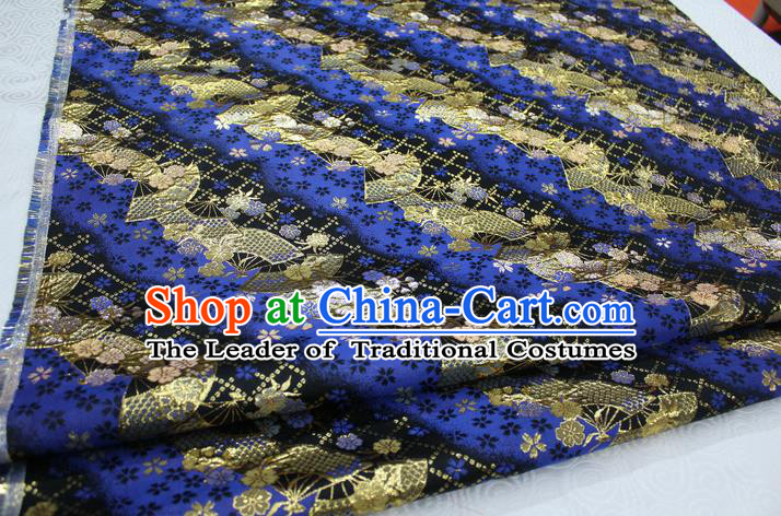 Chinese Traditional Ancient Costume Palace Pattern Cheongsam Blue Brocade Tang Suit Fabric Hanfu Material