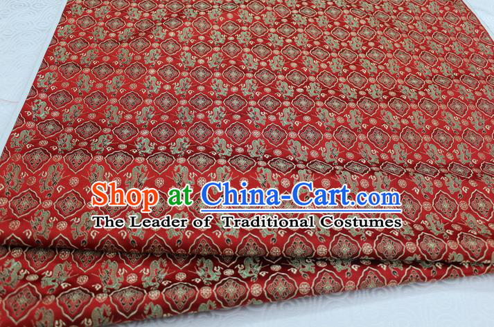 Chinese Traditional Ancient Costume Palace Pattern Tang Suit Cheongsam Red Brocade Satin Fabric Hanfu Material