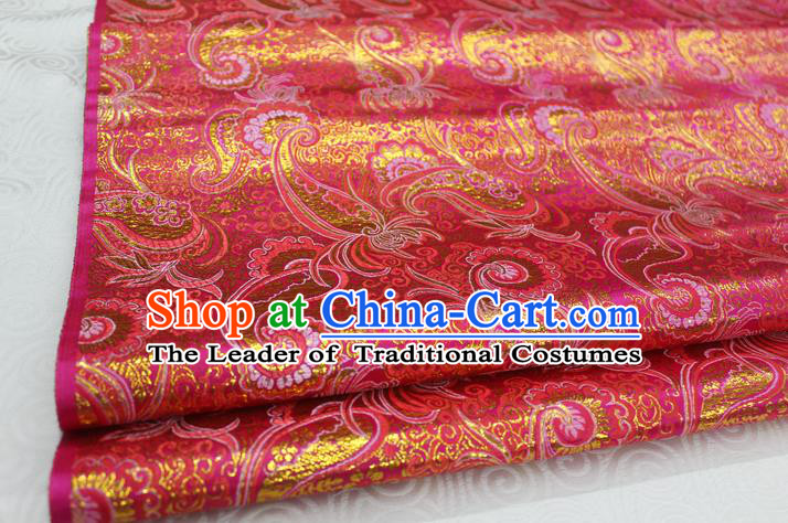 Chinese Traditional Ancient Costume Palace Pattern Tang Suit Cheongsam Red Brocade Mongolian Robe Satin Fabric Hanfu Material