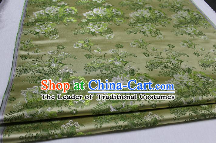 Chinese Traditional Ancient Costume Palace Flowers Pattern Light Green Brocade Tang Suit Satin Cheongsam Fabric Hanfu Material