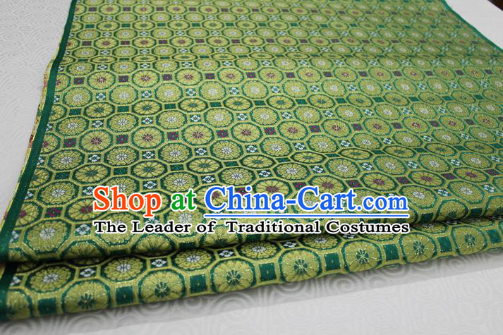 Chinese Traditional Ancient Costume Royal Palace Pattern Cheongsam Green Brocade Tang Suit Satin Mongolian Robe Fabric Hanfu Material