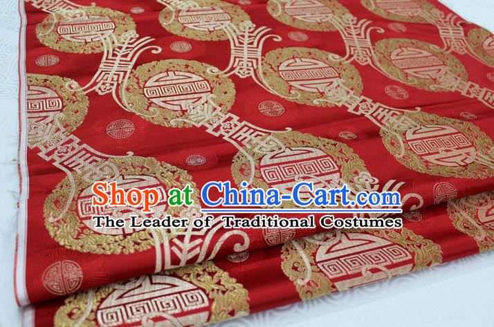 Chinese Traditional Mongolian Robe Clothing Palace Pattern Tang Suit Red Brocade Ancient Costume Satin Fabric Hanfu Material