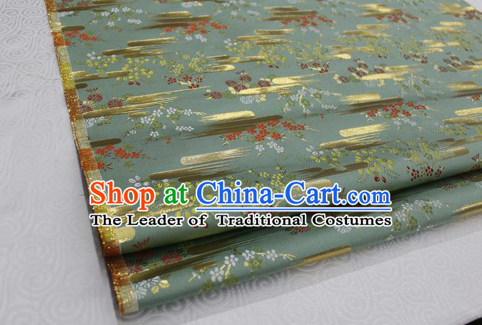 Chinese Traditional Ancient Costume Kimono Green Brocade Palace Pattern Cheongsam Satin Fabric Hanfu Material
