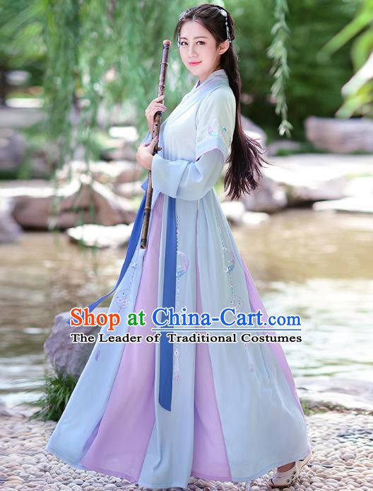 Traditional Chinese Tang Dynasty Swordswoman Princess Hanfu Embroidered Costume for Women