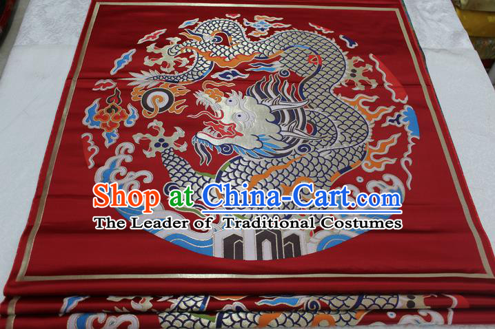 Chinese Traditional Clothing Palace Dragon Pattern Tang Suit Cheongsam Purplish Red Brocade Ancient Costume Satin Fabric Hanfu Material