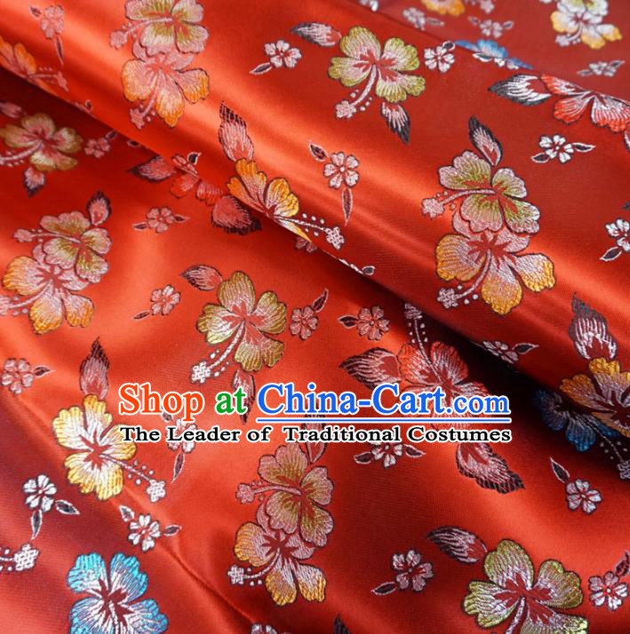 Chinese Traditional Royal Court Peach Blossom Pattern Red Brocade Xiuhe Suit Fabric Ancient Costume Tang Suit Cheongsam Hanfu Material
