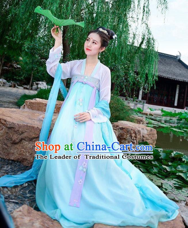 Traditional Chinese Tang Dynasty Imperial Princess Palace Lady Hanfu Embroidered Costume for Women