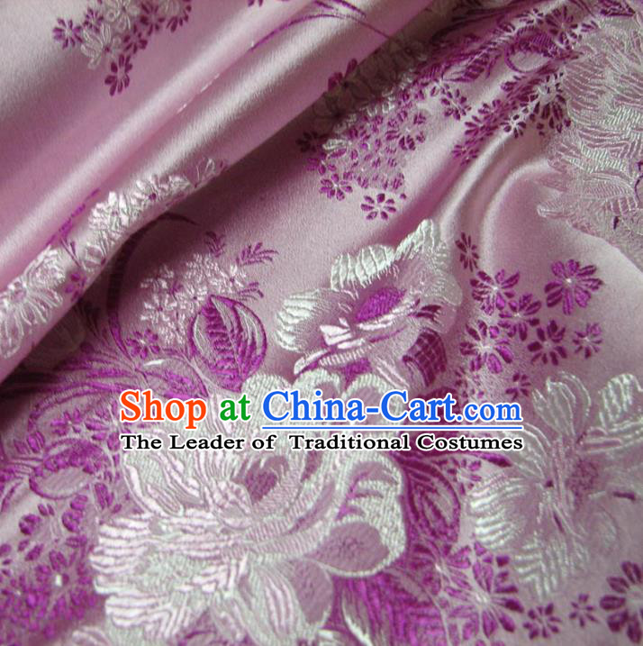 Chinese Traditional Royal Palace Peony Pattern Design Pink Brocade Fabric Ancient Costume Tang Suit Cheongsam Hanfu Material