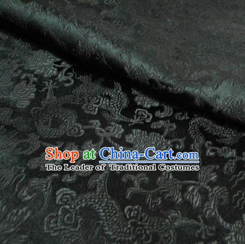 Chinese Traditional Royal Palace Dragons Pattern Design Black Brocade Fabric Ancient Costume Tang Suit Cheongsam Hanfu Material
