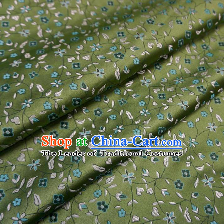 Chinese Traditional Royal Palace Flowers Pattern Design Green Brocade Fabric Ancient Costume Tang Suit Cheongsam Hanfu Material