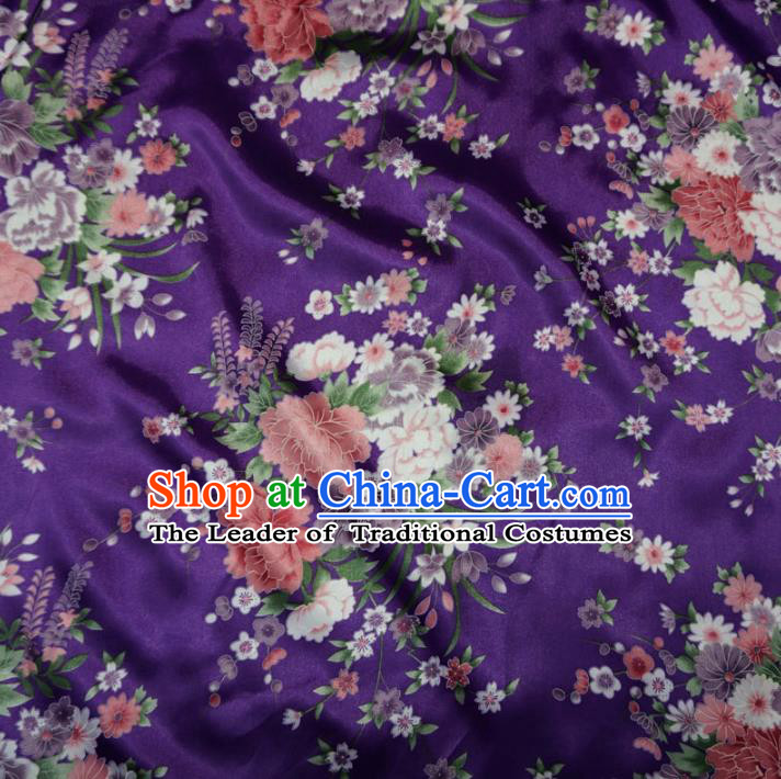 Chinese Traditional Royal Palace Peony Pattern Design Purple Brocade Fabric Ancient Costume Tang Suit Cheongsam Hanfu Material