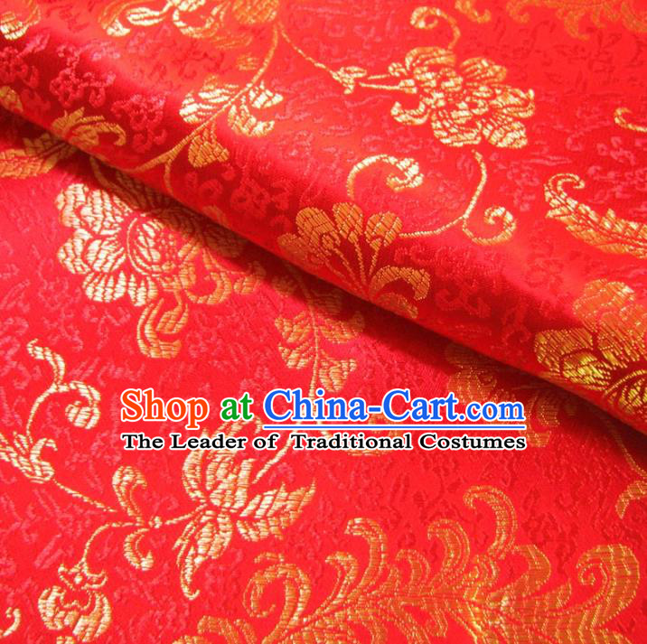 Chinese Traditional Royal Palace Pattern Design Red Brocade Xiuhe Suit Fabric Ancient Costume Tang Suit Cheongsam Hanfu Material