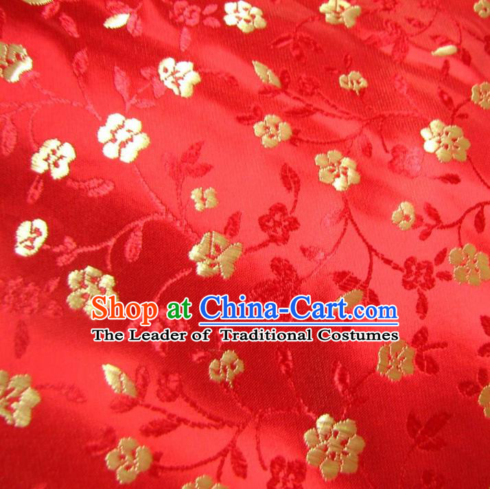 Chinese Traditional Royal Palace Flowers Pattern Design Red Brocade Fabric Ancient Costume Tang Suit Cheongsam Hanfu Material