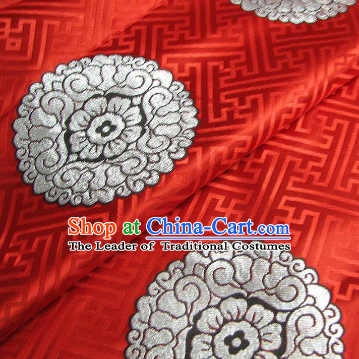 Chinese Traditional Palace Pattern Design Hanfu Red Brocade Mongolian Robe Fabric Ancient Costume Tang Suit Cheongsam Material