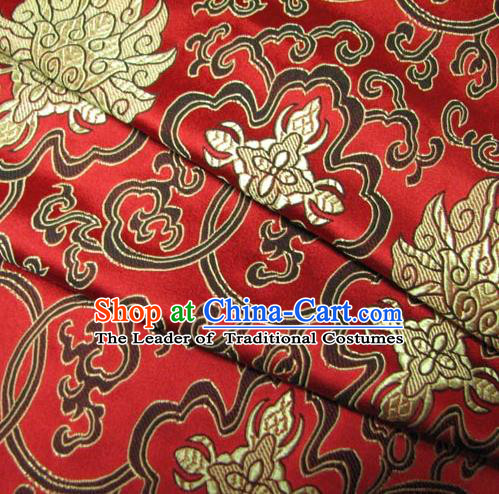 Chinese Traditional Royal Palace Pattern Design Mongolian Robe Hanfu Red Brocade Fabric Ancient Costume Tang Suit Cheongsam Material
