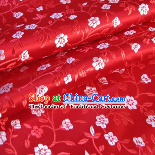 Chinese Traditional Palace Plum Blossom Pattern Design Hanfu Red Brocade Fabric Ancient Costume Tang Suit Cheongsam Material