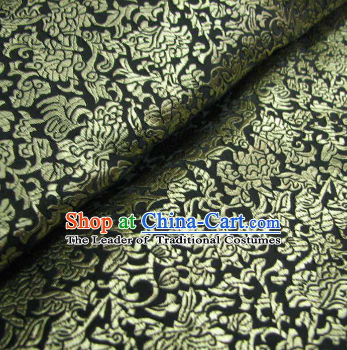 Chinese Traditional Palace Fu Character Pattern Design Hanfu Black Brocade Fabric Ancient Costume Tang Suit Cheongsam Material