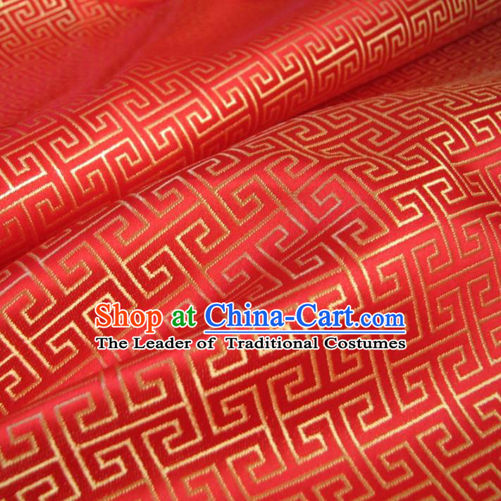 Chinese Traditional Palace Pattern Design Hanfu Red Brocade Fabric Ancient Costume Tang Suit Cheongsam Material
