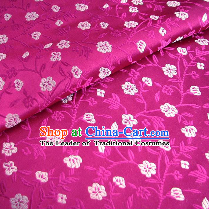 Chinese Traditional Palace Flowers Pattern Design Hanfu Rosy Brocade Fabric Ancient Costume Tang Suit Cheongsam Material