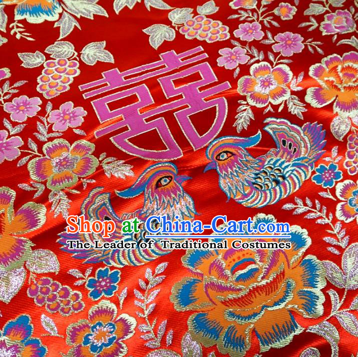 Chinese Traditional Palace Mandarin Duck Pattern Hanfu Red Brocade Fabric Ancient Costume Tang Suit Cheongsam Material