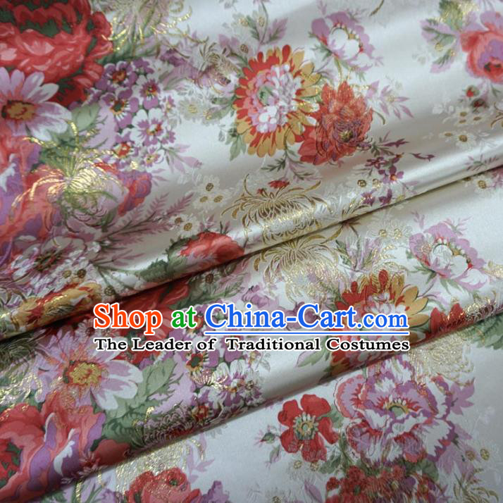 Chinese Traditional Palace Printing Flowers Pattern Hanfu Brocade Fabric Ancient Costume Tang Suit Cheongsam Material