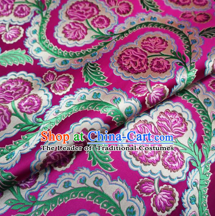 Chinese Traditional Palace Flowers Pattern Hanfu Rosy Brocade Fabric Ancient Costume Tang Suit Cheongsam Material