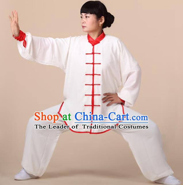 Chinese Kung Fu Linen Plated Buttons Costume, Traditional Martial Arts Tai Ji Uniform for Women for Men