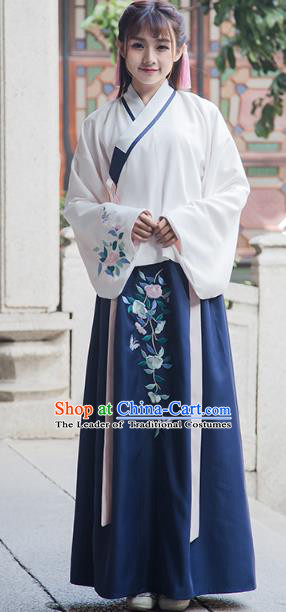 Traditional Chinese Ancient Palace Lady Hanfu Embroidered Costume, China Ming Dynasty Princess Clothing for Women