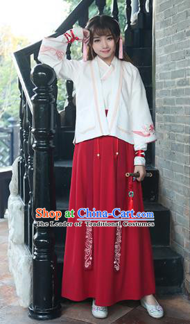 Traditional Chinese Ancient Swordswoman Hanfu Embroidered Costume, China Song Dynasty Young Lady Clothing for Women