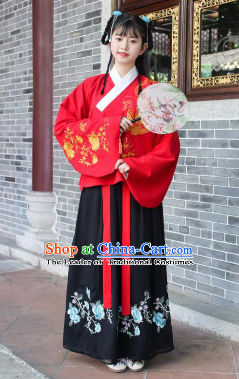 Traditional Chinese Ancient Ming Dynasty Palace Princess Hanfu Embroidered Costume for Women