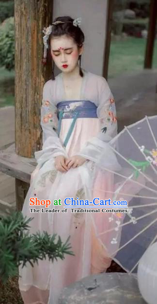 Traditional Chinese Tang Dynasty Palace Lady Dress Ancient Princess Hanfu Embroidered Costume for Women