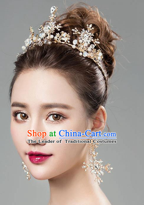 Chinese Traditional Bride Hair Jewelry Accessories Baroque Princess Wedding Crystal Snowflake Royal Crown for Women