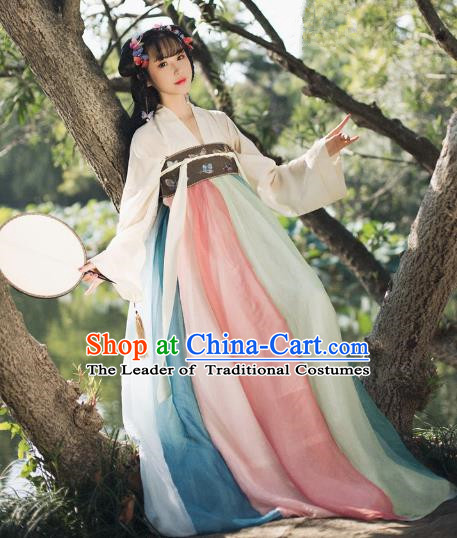 Traditional Chinese Tang Dynasty Palace Princess Hanfu Clothing Ancient Young Lady Embroidered Costume for Women
