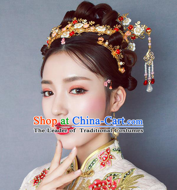 Chinese Hair Jewelry Accessories Xiuhe Suit Hairpins Headwear Headdress Hair Crown for Women