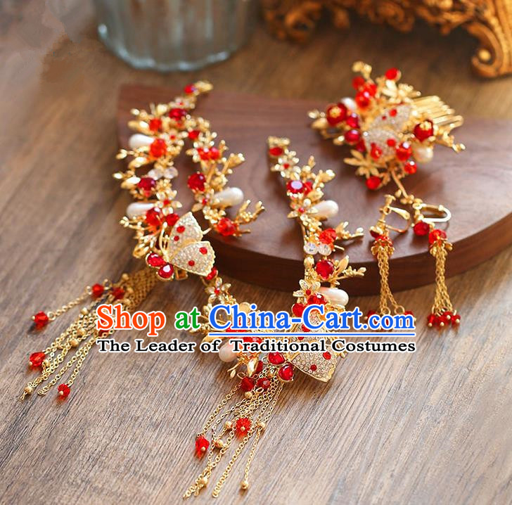 Chinese Hair Jewelry Accessories Xiuhe Suit Hairpins Headwear Headdress Hair Crown for Women