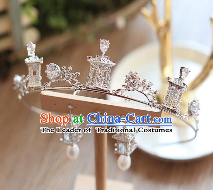 Chinese Traditional Hair Accessories Baroque Queen Hair Clasp Wedding Bride Palace Royal Crown for Women